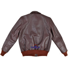 Men Type A2 Repro Bronco Military Flight Real Cowhide Leather Jacket Russet brown