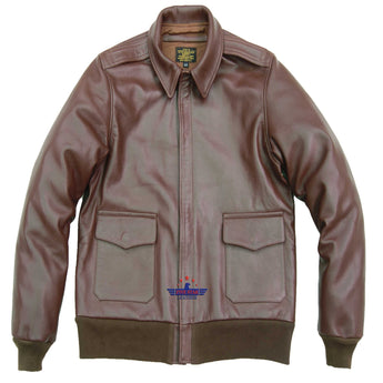 Men Repro A-2 Real Leather Russet Brown Pilot Fly Jacket Aviator Bomber AIR FORCE