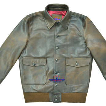 Men's Pilot Flight Air Force Corp Bomber Waldo Pepper Buffalo Leather Jacket
