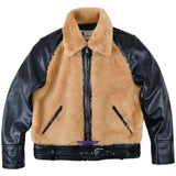 FiveStar Leather 1930s Grizzly Jacket Blonde Fur with HorseHide Black Leather