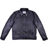 Men TRUCKER Real Goatskin Classic Western Denim Style Dark Brown Leather Jacket