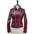 Women Oxblood Real Sheep Leather Jacket Biker style Washed Distressed padded