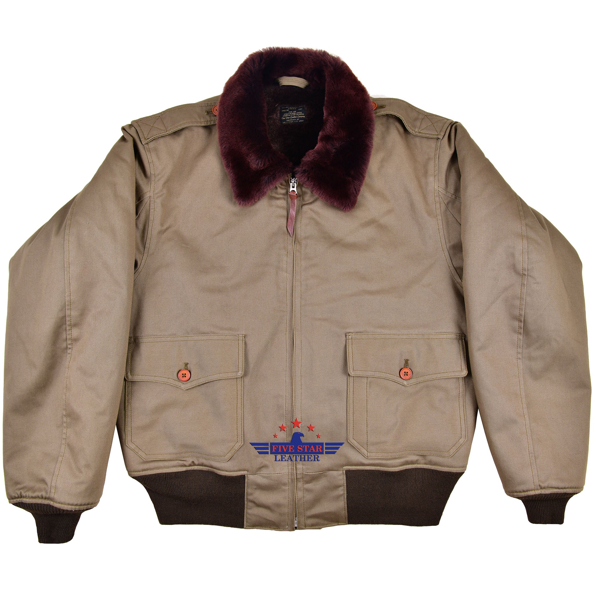 Usaaf Jacket FiveStar Leather Type B 10 USAAF Military Flight Cloth Jacket Olive Co ...