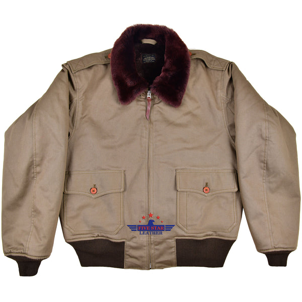 FiveStar Leather Type B 10 USAAF Military Flight Cloth Jacket Olive Co ...