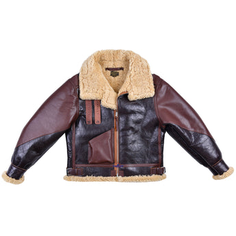 FiveStar Leather Repro USAAF Type B-3 Bomber Aviator Pilot Seal Brown Sheep Leather Flight Jacket