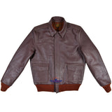 Men Type A2 Repro Bronco Military Flight Real Cowhide Leather Jacket Russet brown
