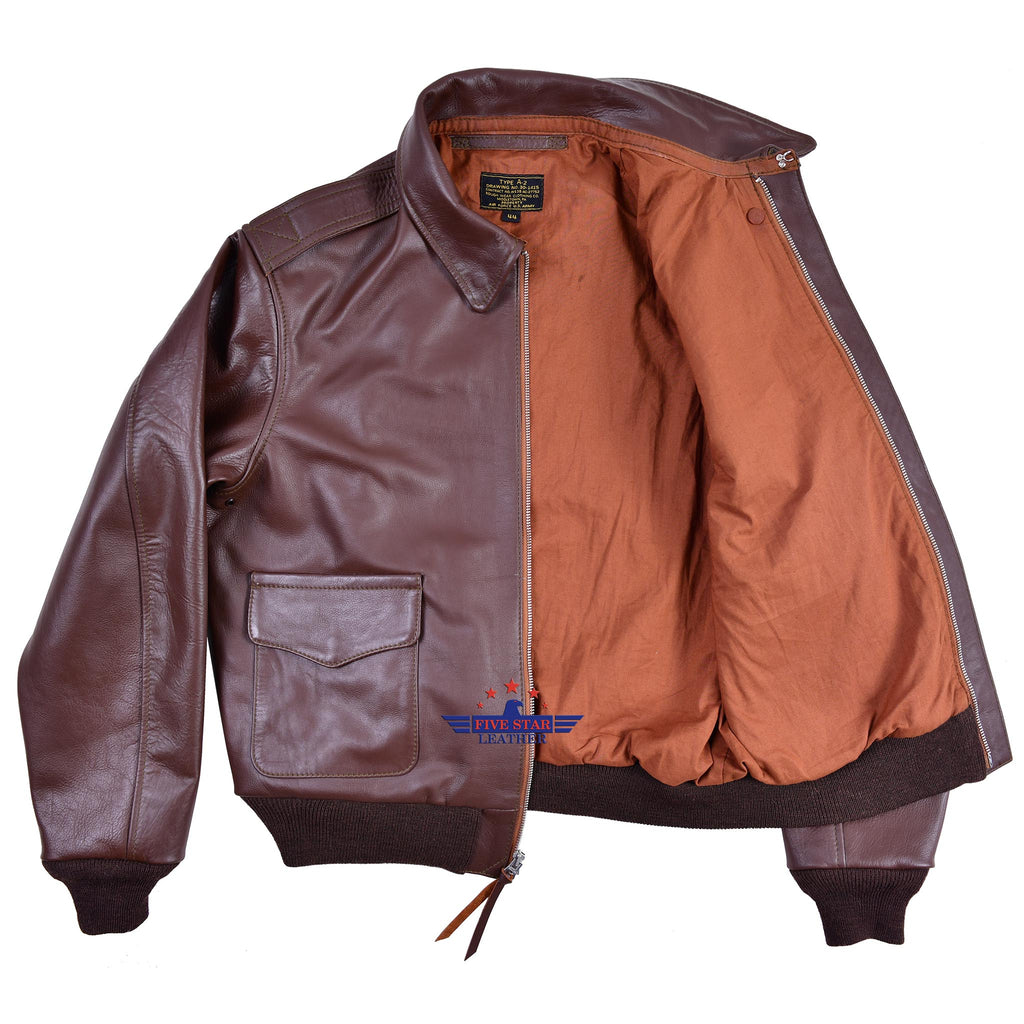 Repro A2 RW Clothing Co Contract No. W535 AC-27752 Real Horsehide Leather  Mid Brown Jacket