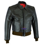 Men Type A2 Repro Military Flight Jacket Real Goatskin Leather Seal Brown