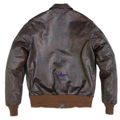 Men Type A-2 Repro Real Leather Brown Aviator flying Pilot Jacket Distressed