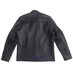 Mens Vintage Cafe Racer Black Geniune Goatskin Leather Slim Fit Racer Jacket