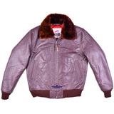 Men Sky King Wind Breaker Jacket Real Steerhide Leather Mouton Fur Collar