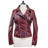 Women Oxblood Real Sheep Leather Jacket Biker style Washed Distressed padded