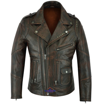 FiveStar Leather Vintage D Pocket Style Distressed Goatskin Jacket