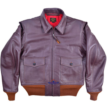 FiveStar Leather Men's Vintage WWII Repro ANJ-3 Military Flight Aviator Steer Hide Leather Jacket