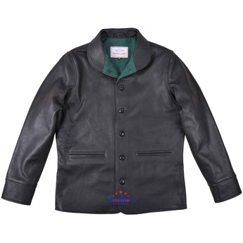 FiveStar Leather Men 1920s Car Coat Premium Goatskin Seal Brown