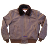 Wind Breaker Men Real Goatskin Russet Brown Leather Jacket with Mouton Fur Collar