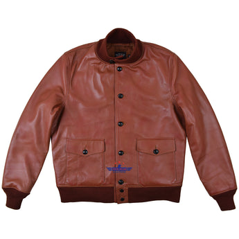 Men Russet Brown Capeskin Leather Air Force A-1 Jacket Pilot Flying Aviator
