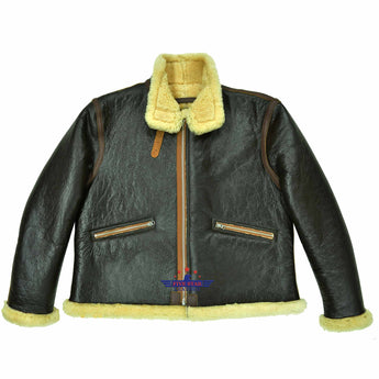 MEN ARMY D1 MECHANICS REPRO MILITARY PILOT AVIATION FLIGHT SHEEPSKIN LEATHER JACKET