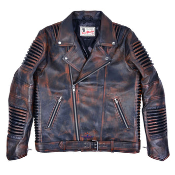 God Gift Men's SPEED Real Leather Distressed Black Jacket