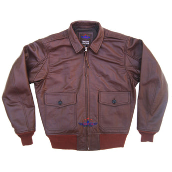 FiveStar Leather Men's Vintage WWII Repro ANJ-3 Military Flight Aviator Real Horsehide Leather Jacket