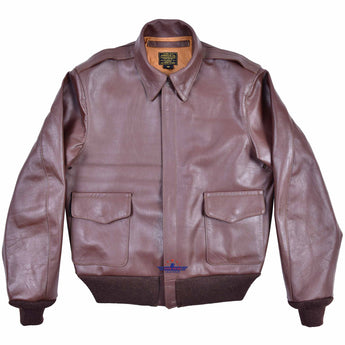 Repro Type A2 Jacket – Poughkeepsie Leather Coat Co. Inc., AC Contract No. W535AC28560, Real Horsehide Leather, Mid Brown