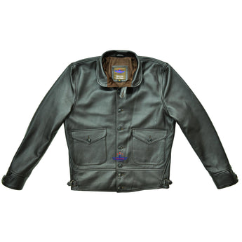 Men's Repro 1930's Vintage Cossack Real Seal Brown Cowhide Leather Jacket