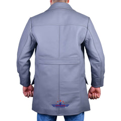 FiveStar Leather German U-Boat Grey Leather Coat Real Steerhide Leather
